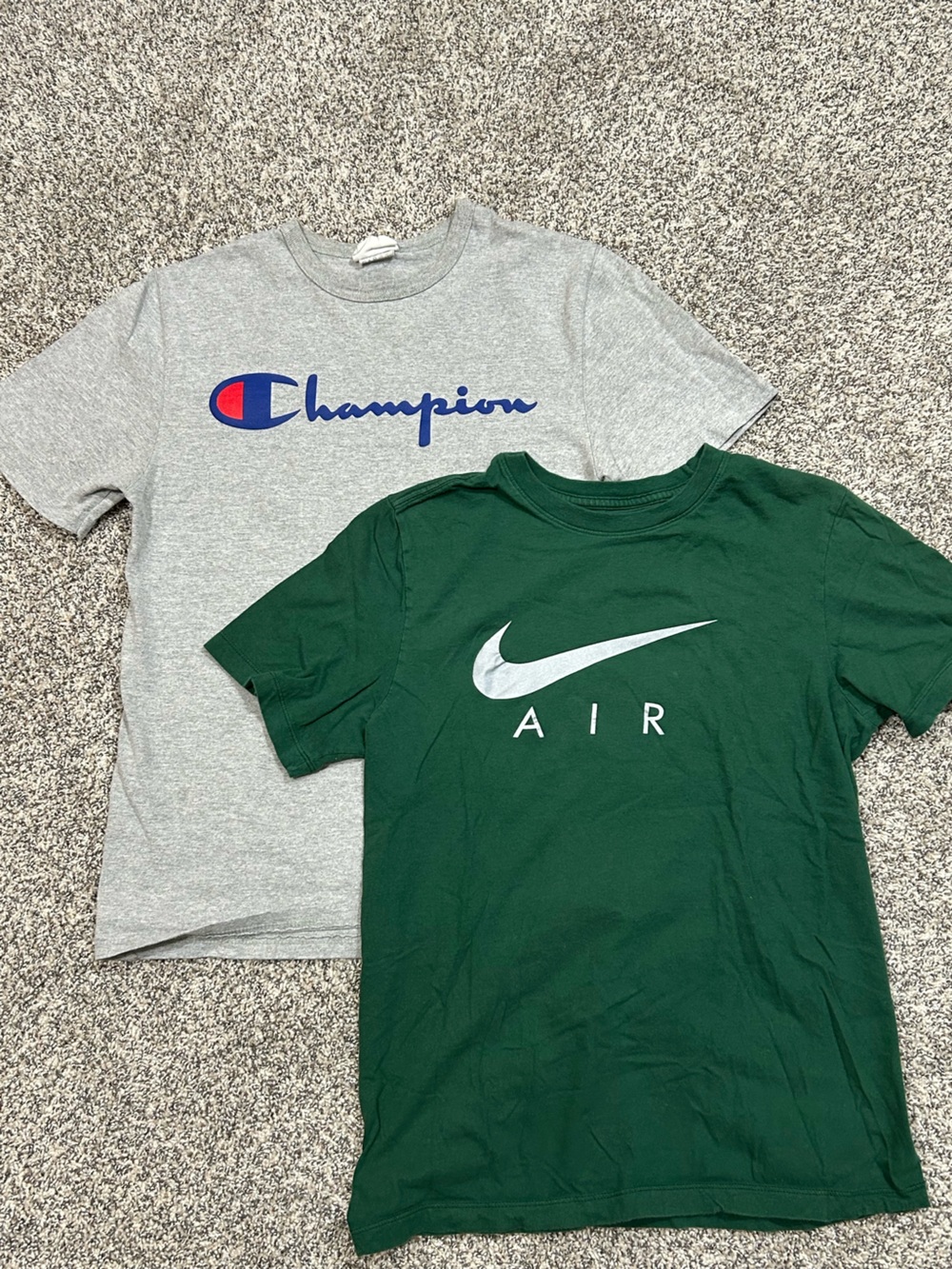 Men’s Tee Bundle - Nike Green Tee & Vintage Champion Heather Gray Tee Size S